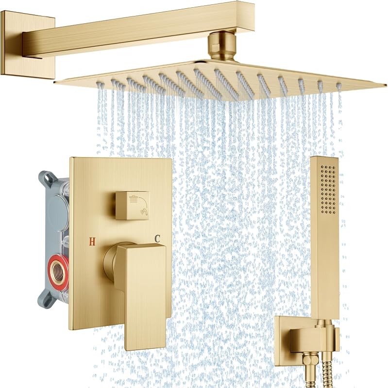 Set grifo ducha pared cabezal lluvia cuadrado 12pulg