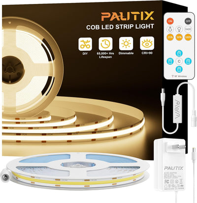 Tira LED COB 32.8pies 24V regulable blanco cálido cert UL