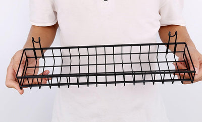 Cesta colgante rejilla pared almacenamiento negro