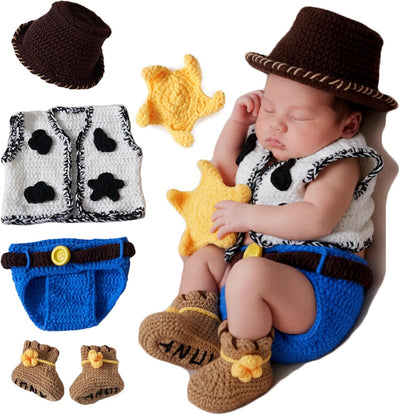 Accesorios foto recién nacidos traje vaquero chaleco sombrero