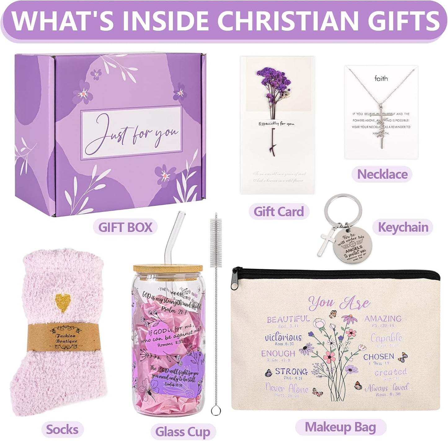 Regalos cristianos para mujer fe aliento púrpura
