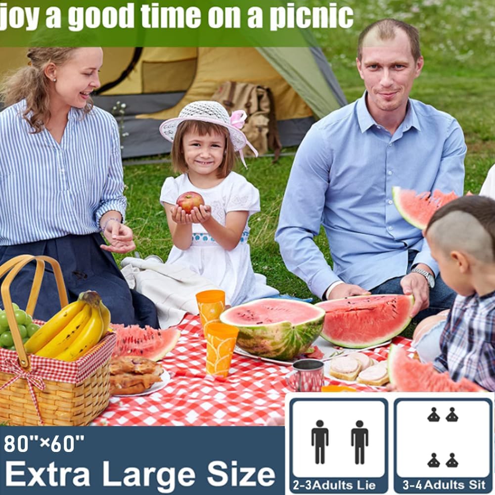 Manta picnic 80x60" impermeable secado rápido cuadros rojos