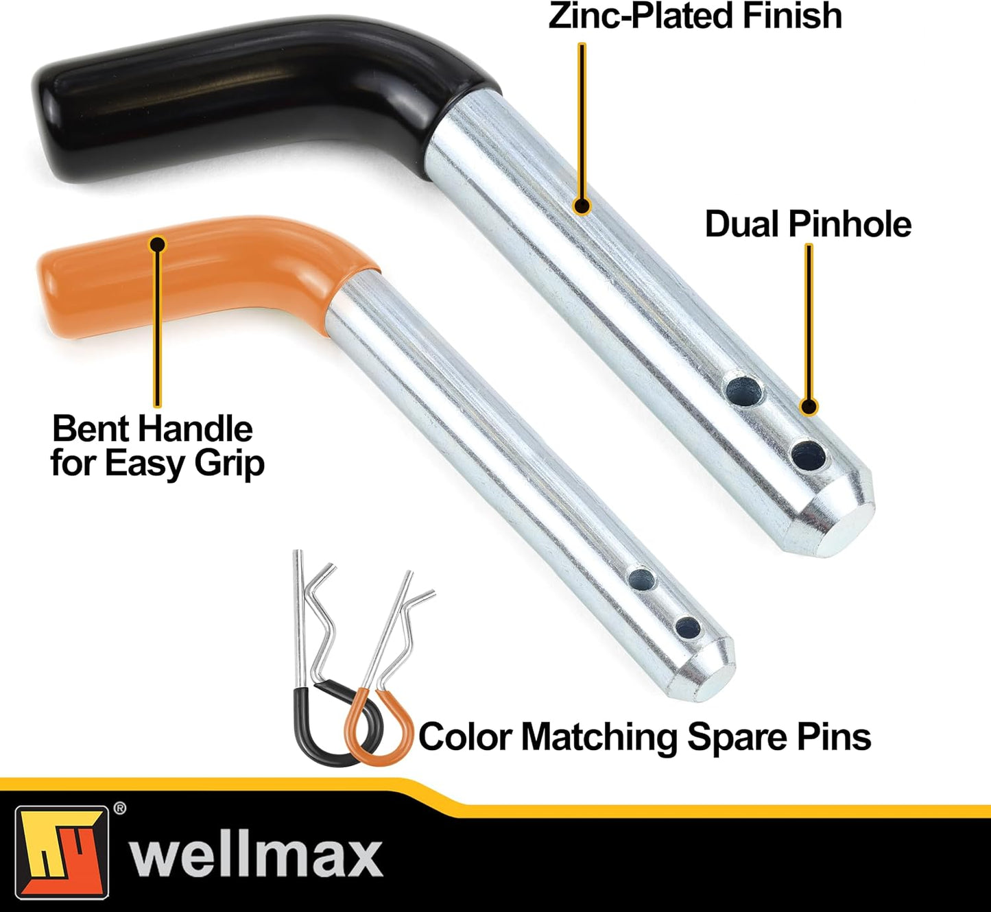 Set pasadores enganche remolque 5/8 y 1/2" 3 pzas
