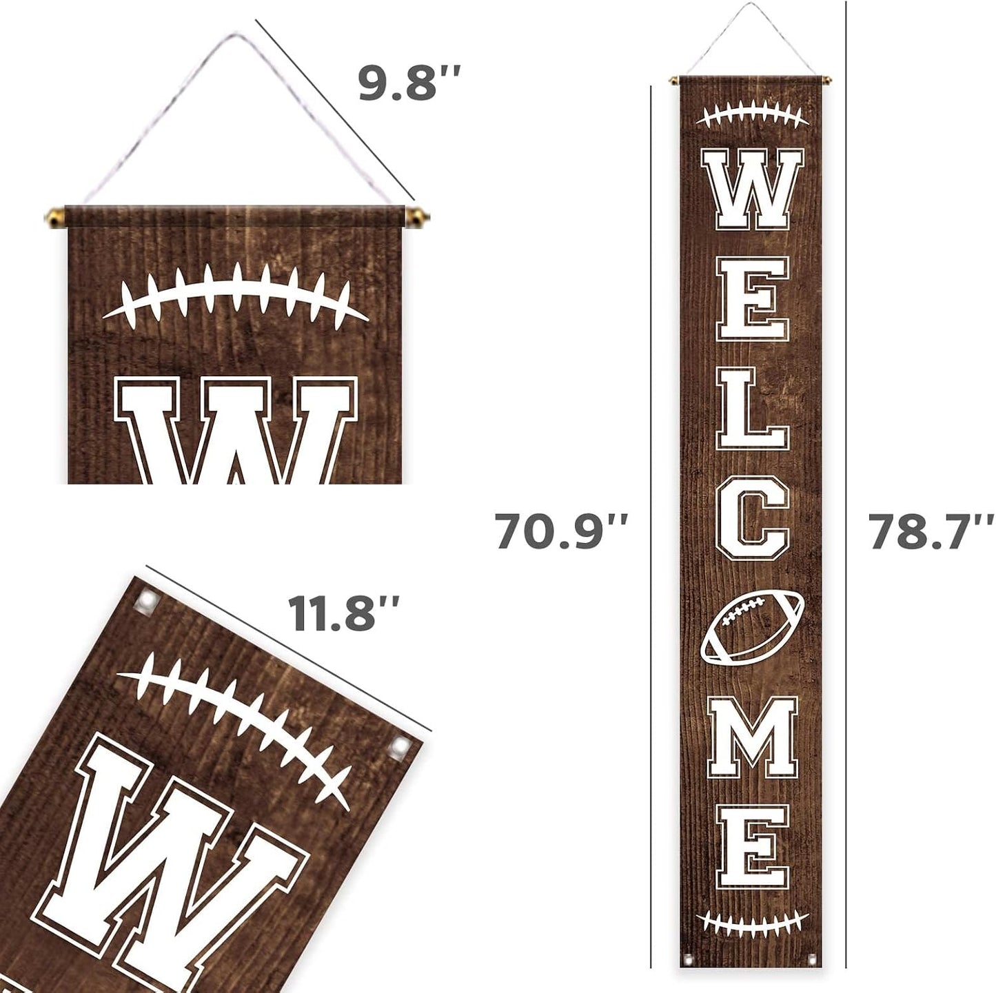 Cartel otoño 11.8x70.9pulg porche fútbol Welcome Football Fans