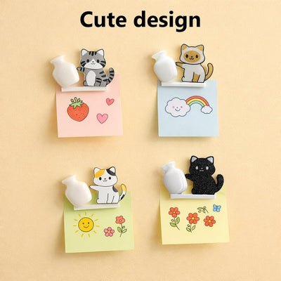 5 imanes de nevera para gatos con jarrón bigote y diseños para decorar