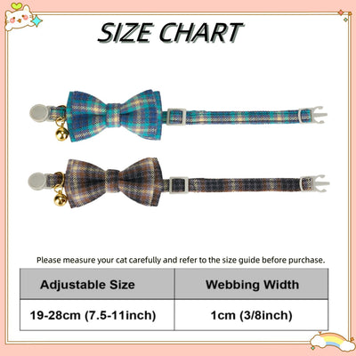 2 Collares Gato Algodón Suave con Corbata y Campana Azul Océano