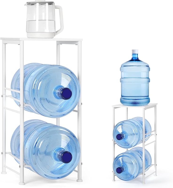 Soporte jarra 5gal con estante metal blanco cocina