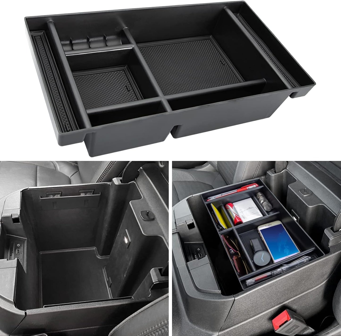 Organizador consola Chevy Silverado 1500/GMC Sierra 1500 19-22 y 2500HD/3500HD 20-23 negro