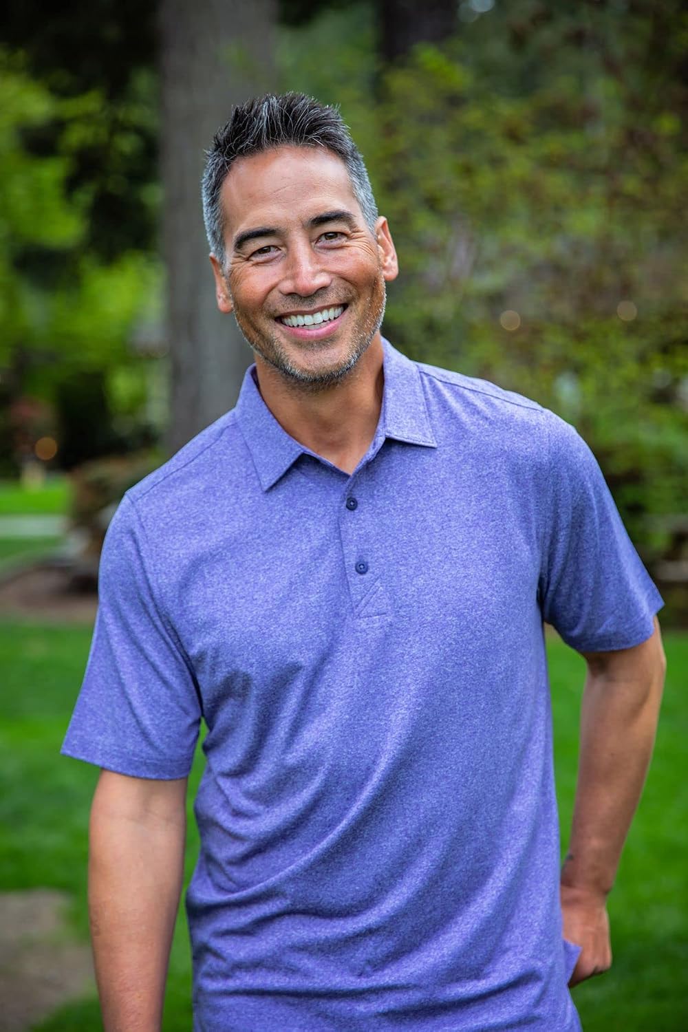 Polo elástico jaspeado para hombre