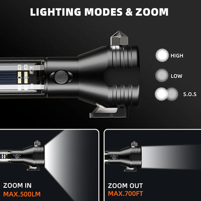 Linterna LED solar recargable USB-C 5 modos exterior