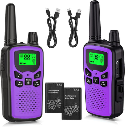 2 Walkie Talkies FRS 22 Canales con Linterna LED Morado