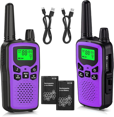 2 Walkie Talkies FRS 22 Canales con Linterna LED Morado