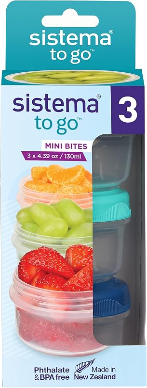 Botes aperitivos 4.4oz sin BPA paquete 3 cajas apilables