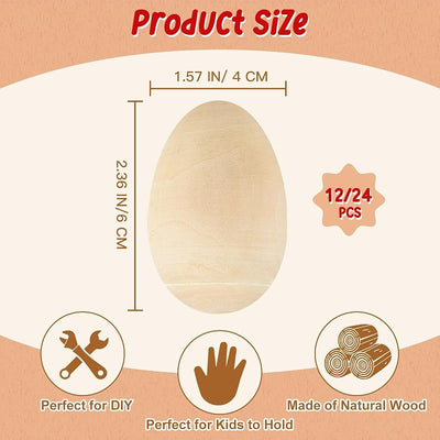 Juego 12 huevos de madera con bolígrafos multicolores para niños