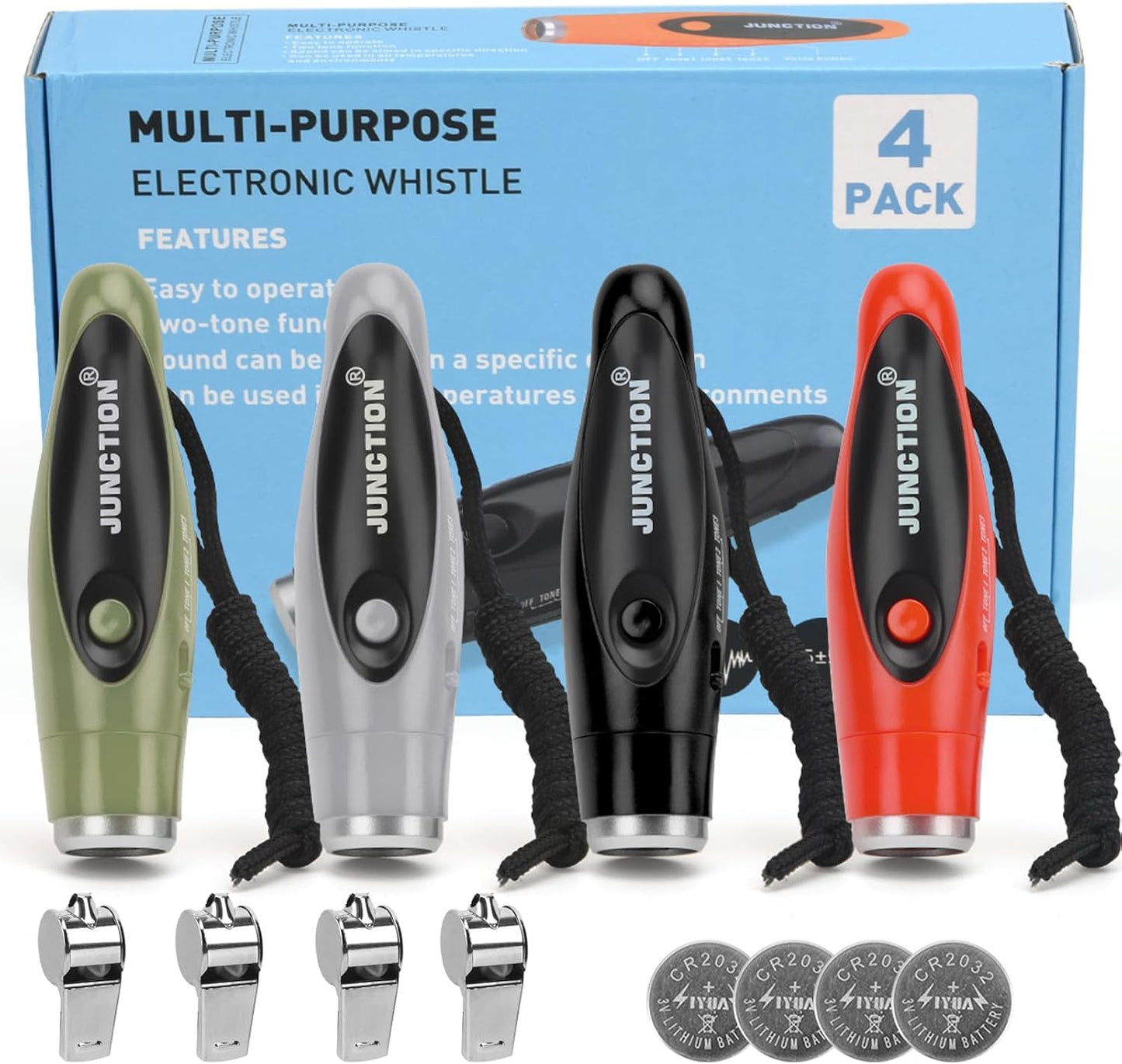 Silbato electrónico 3 tonos alto volumen pack 4