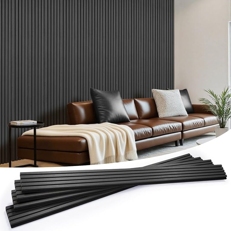 Paneles pared madera 94.5x7.9" acústicos 3D set 4