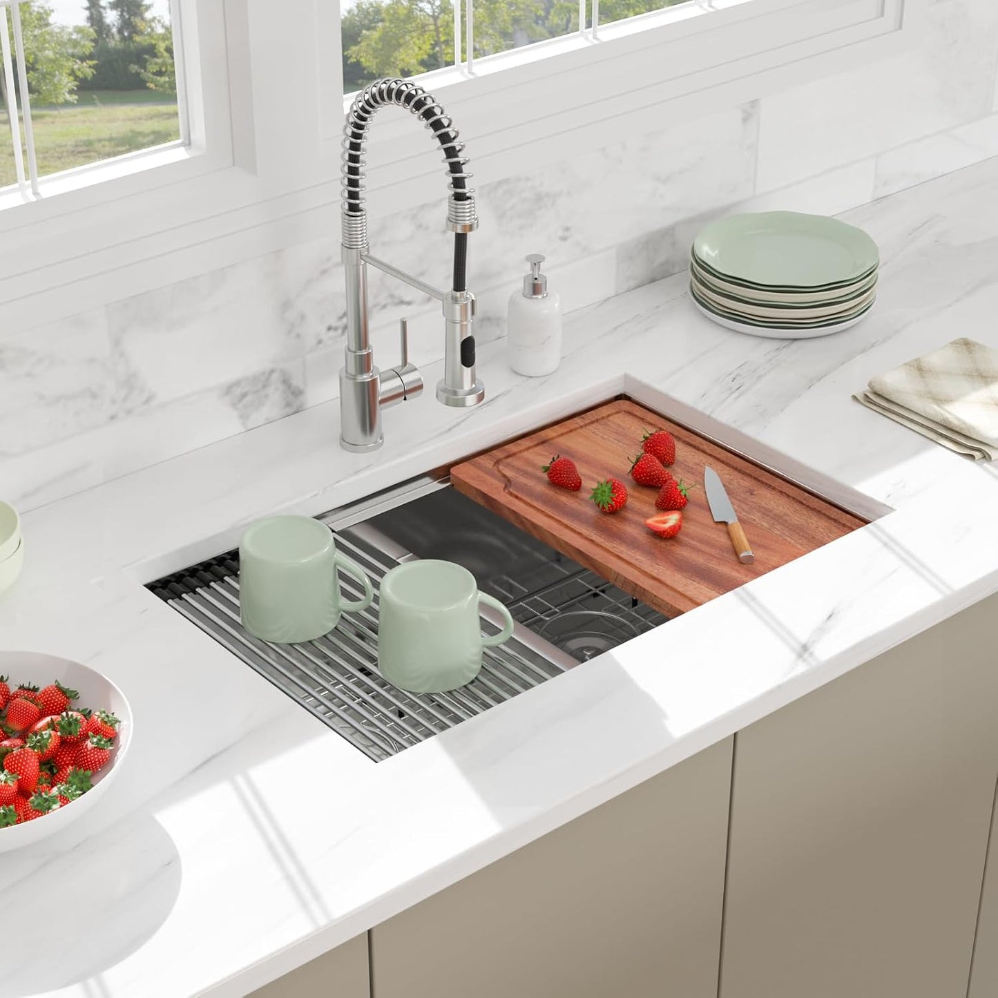 Fregadero cocina doble tazón acero inox 30x19pulg