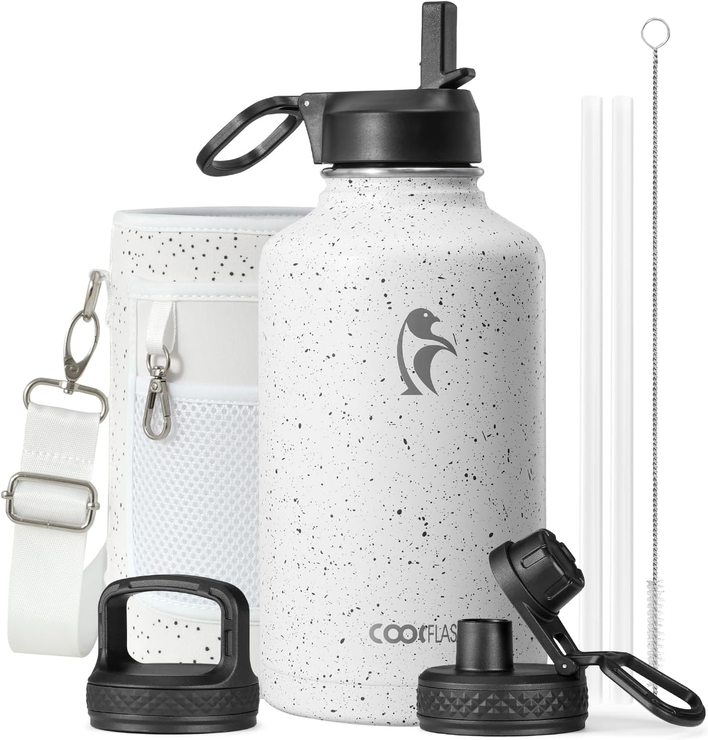 Botella agua acero inox al vacío popote 3 tapas Galaxy