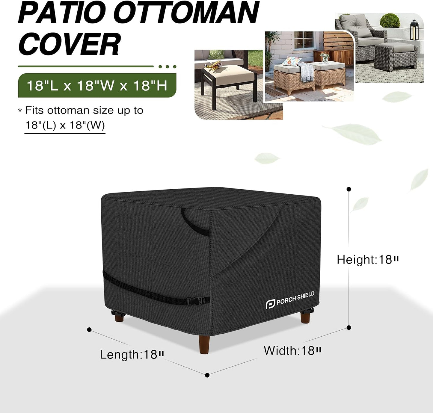 Funda impermeable taburete patio 18x18x18" color negro