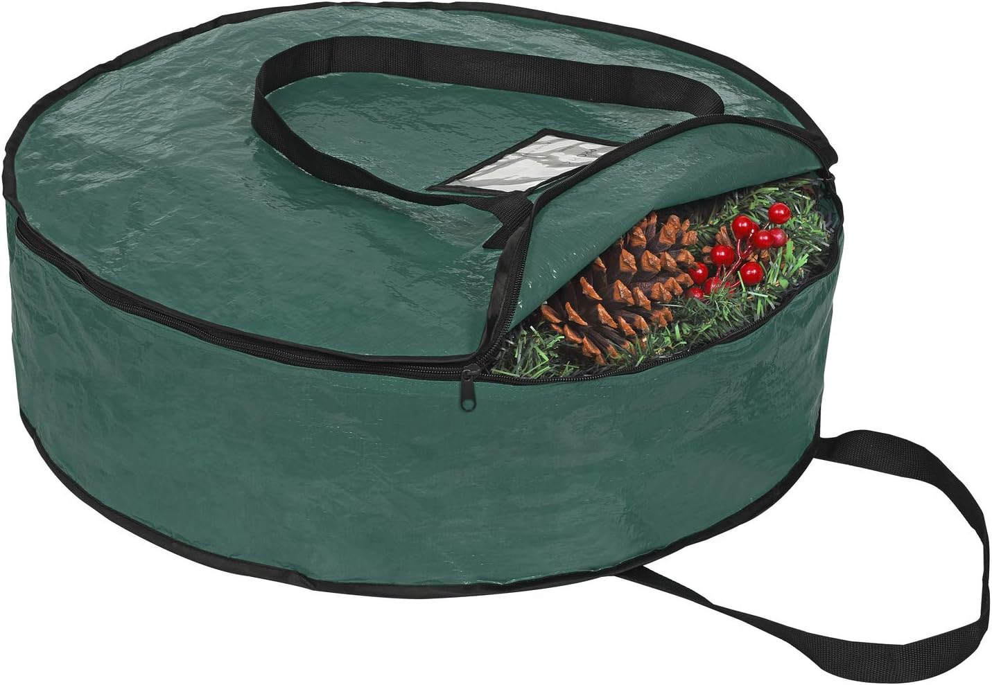 Bolsa almacenamiento corona Navidad 30x8" verde resistente