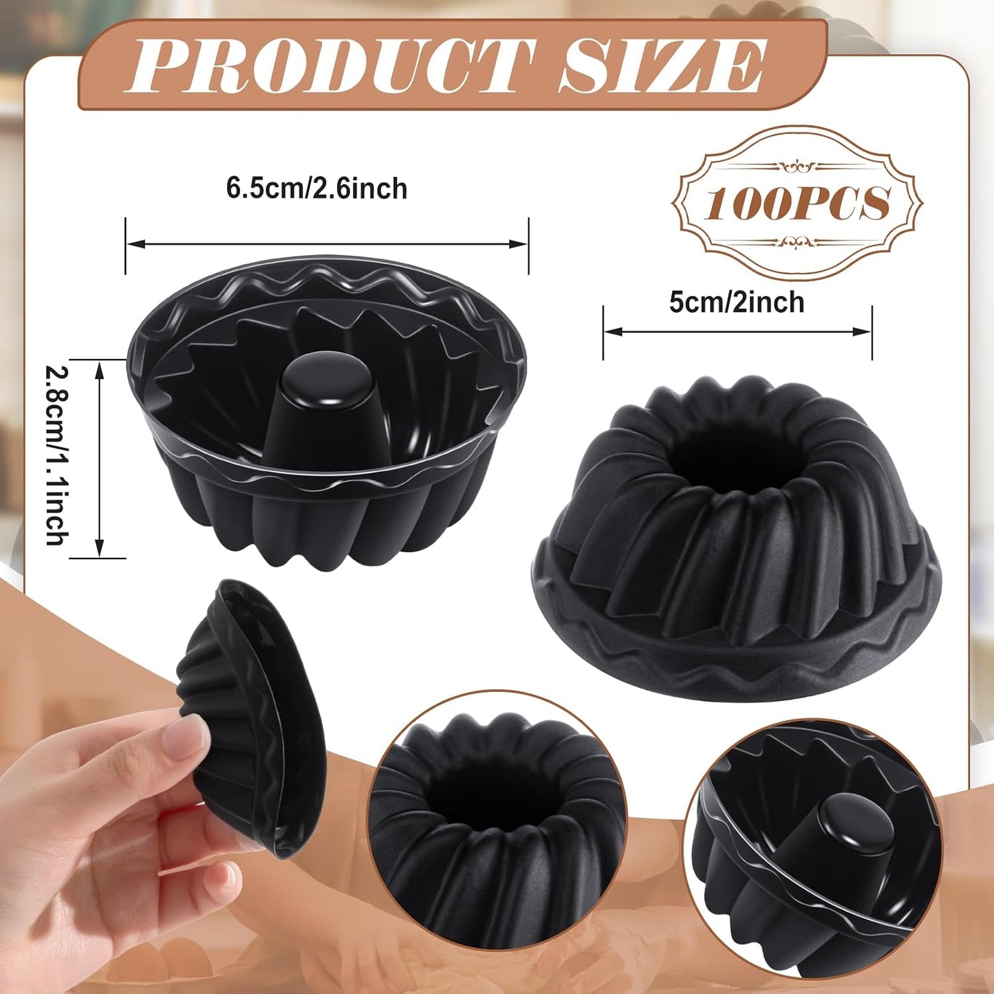 100 Moldes Silicona Donas 2.6pulg Reutilizables Antiadherentes
