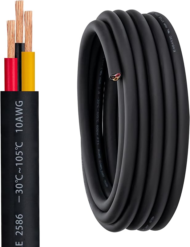 Cable 10AWG-3C 26 ft 600V para motor luces cargadores