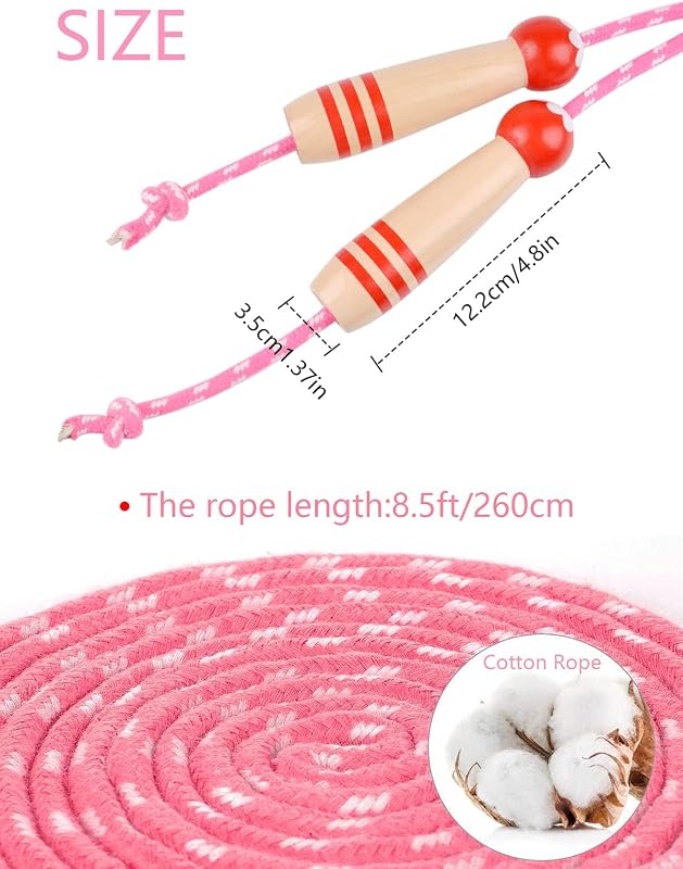 Cuerda saltar ajustable mango madera para niños fitness