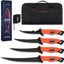 Set 5 Cuchillos Filete Pesca Acero Inox Afilador