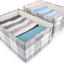 2 Canastas Almacenamiento 20x14" Tela Plegables Gris Claro
