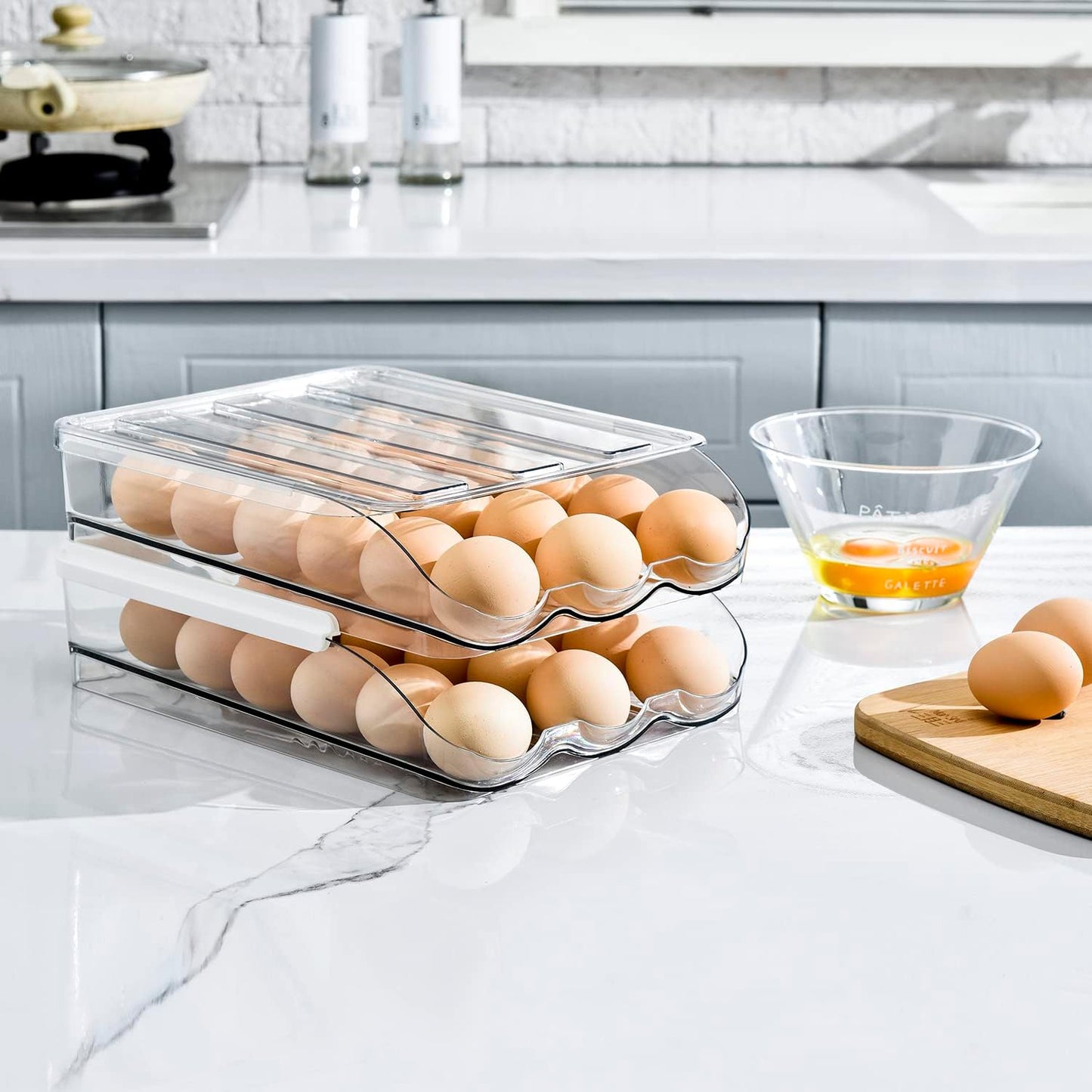 Contenedor huevos 2 capas transparente para refrigerador
