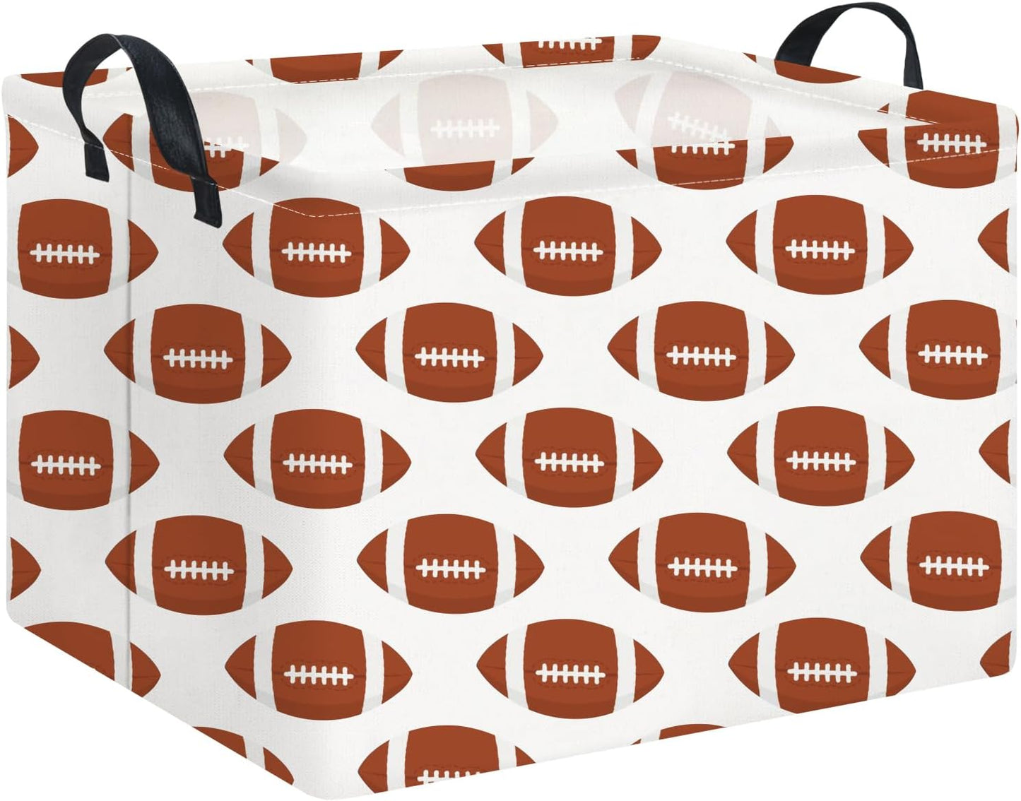 Cesta rectangular plegable con asas para juguetes y libros fútbol