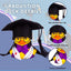 Adornos pato graduación goma con gafas capa y banda
