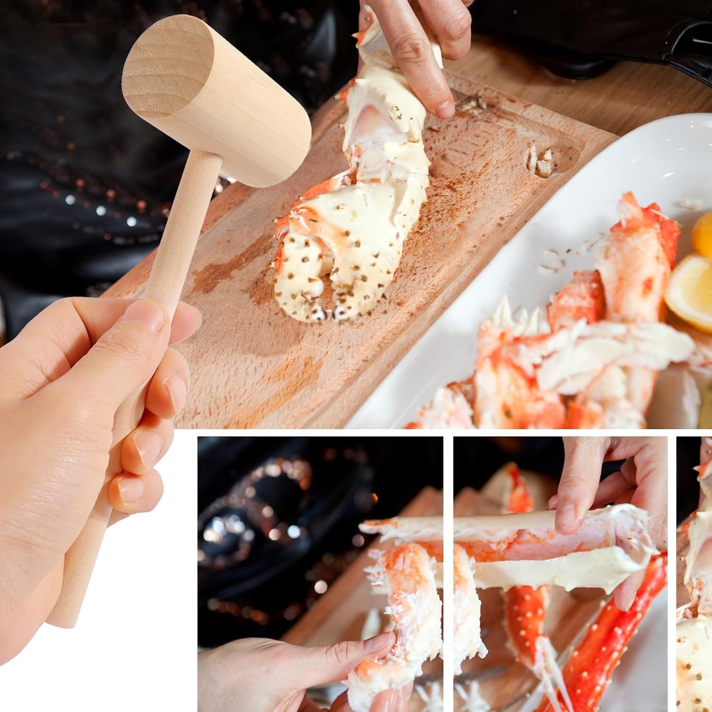 6 Martillos Madera para Mariscos y Chocolate