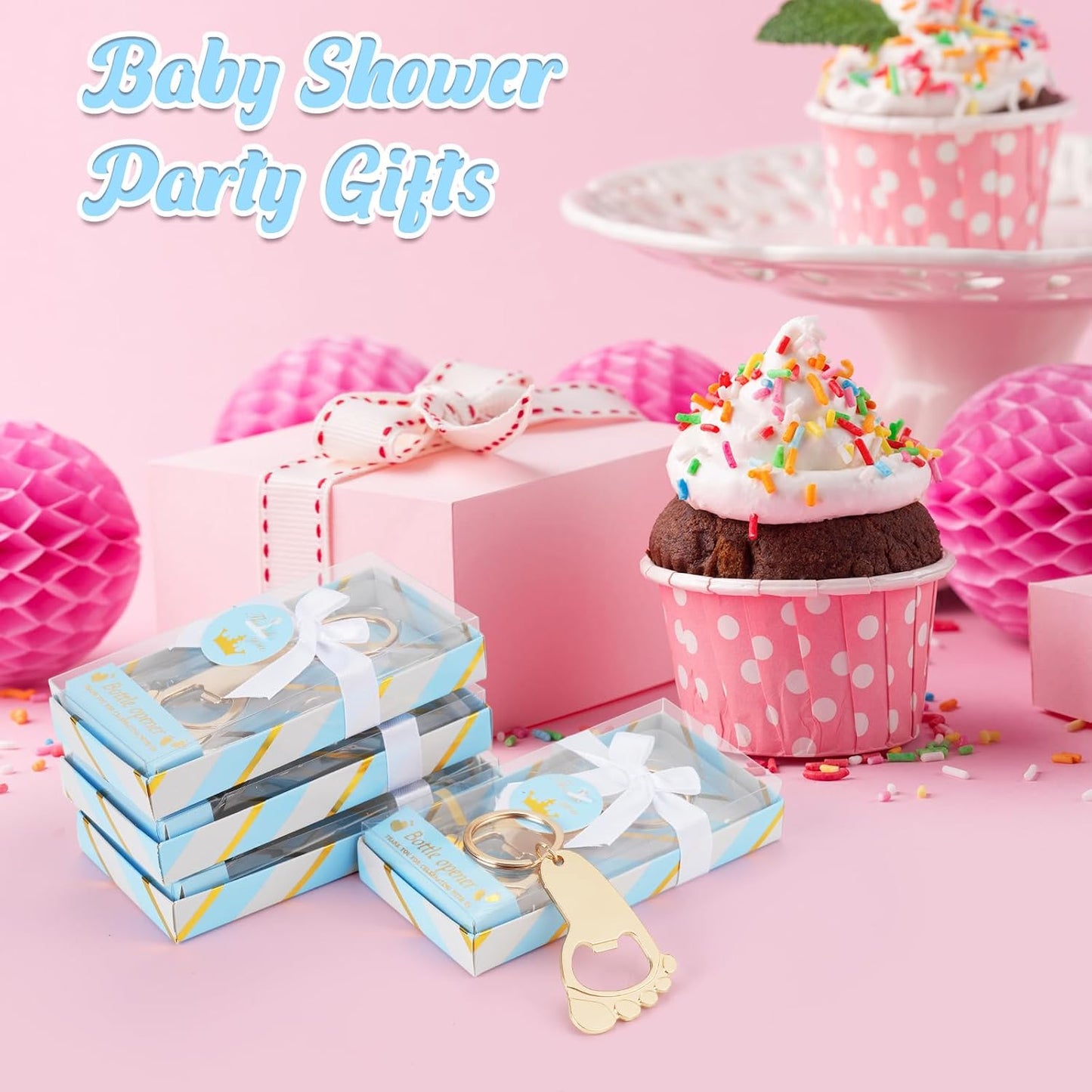 12 Abrebotellas Azules para Baby Shower