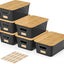 6 Cajas Organizadoras Plástico Tapas Bambú 10x7.1x4.1"