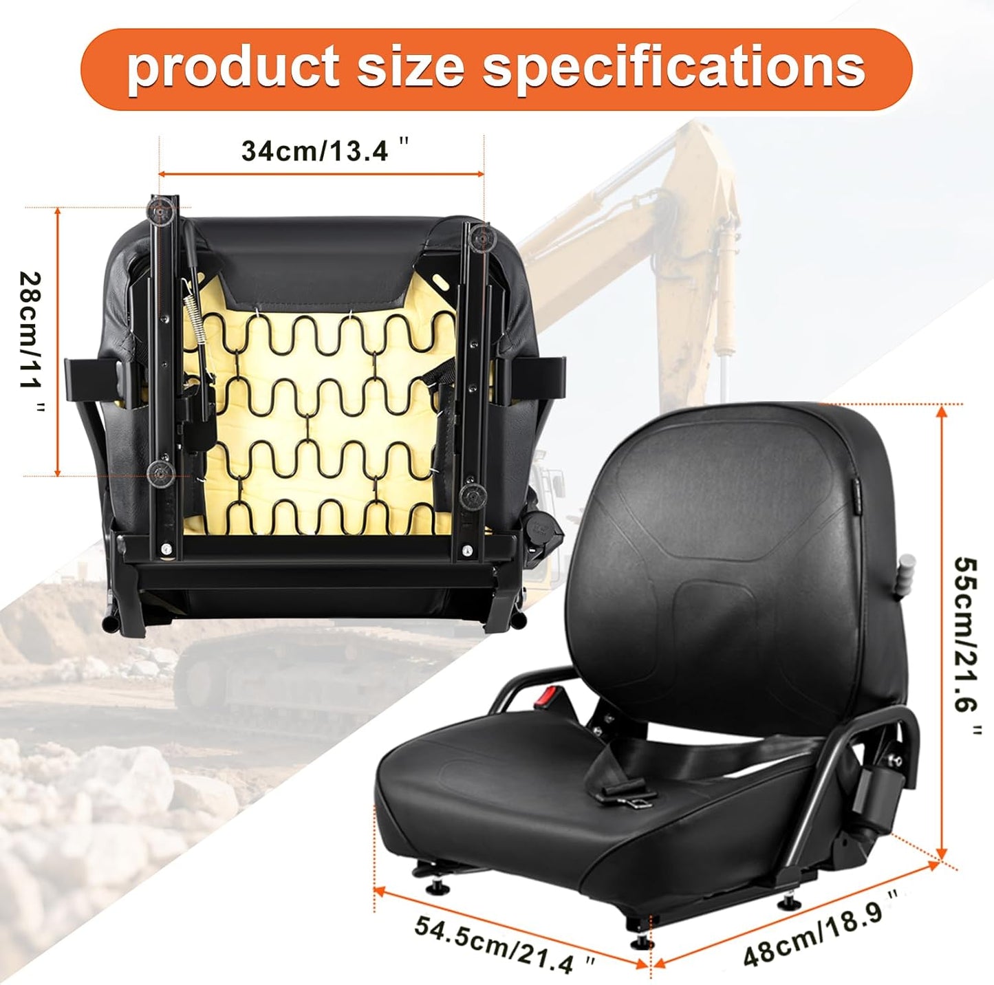 Asiento universal carretilla elevadora cinturón retráctil