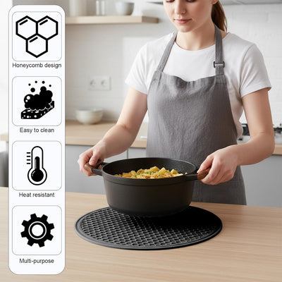 Tapete silicona microondas 11.8x11.8pulg antideslizante negro