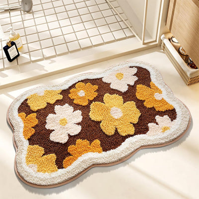 Tapete baño 32x20pulg extra suave antideslizante con flores