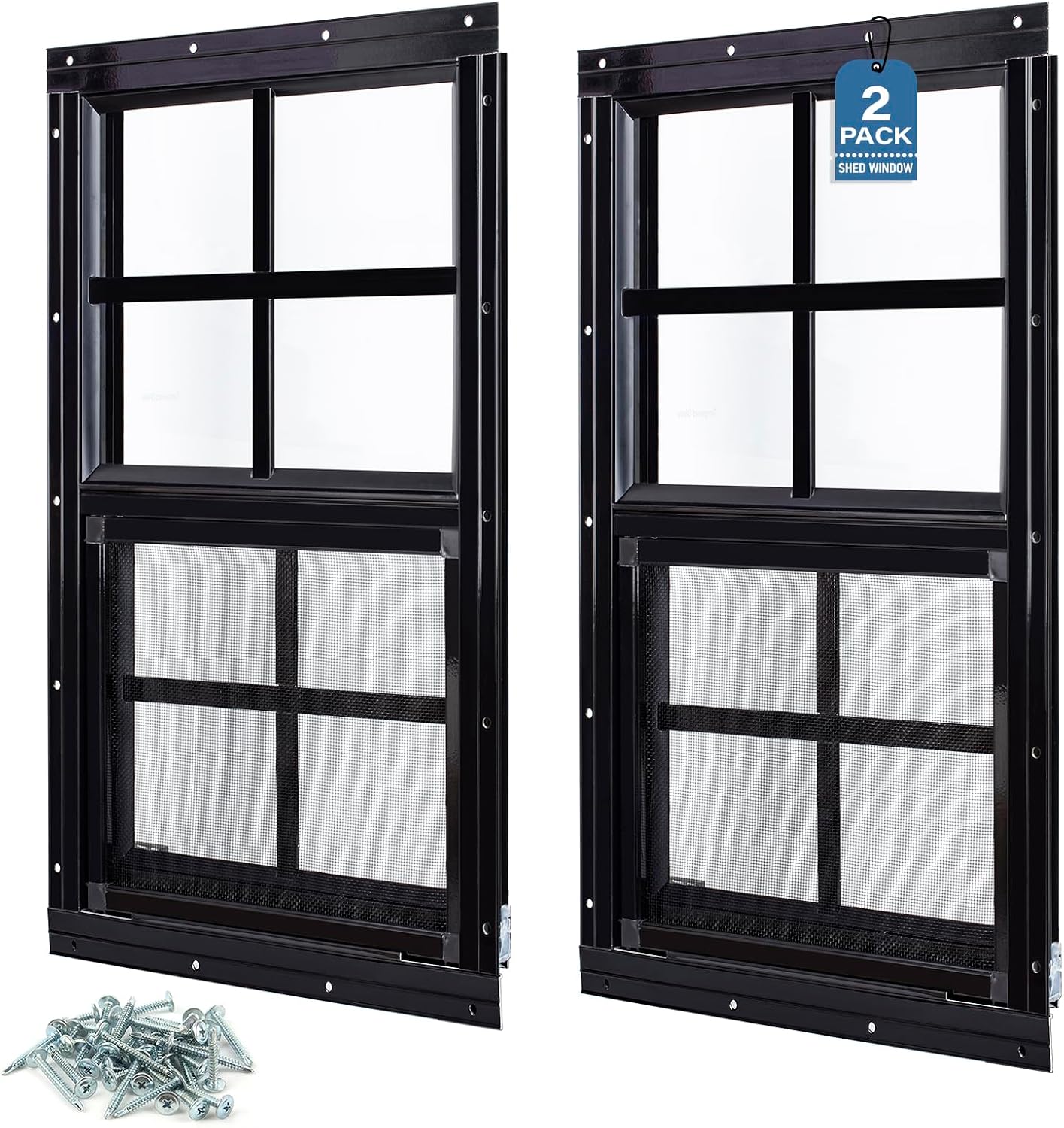 2 Ventanas Cobertizo 14x21pulg Vidrio Templado Corredizas