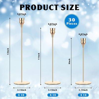 30 Portavelas Dorados Metal para Candelabros Mesa Boda