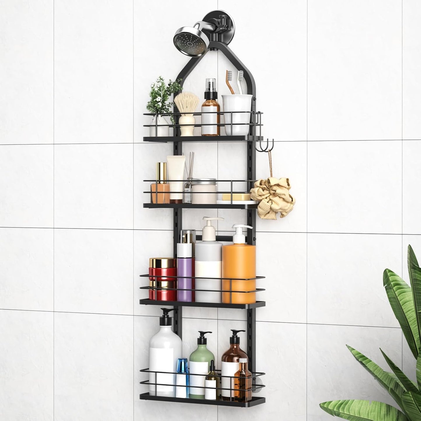 Organiz. ducha colgante acero inox 4 niveles negro