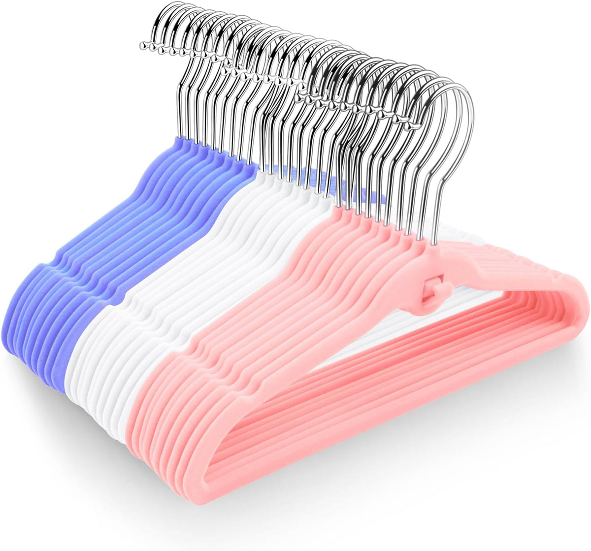 30 Perchas Terciopelo Niños Antiderrap Mini Ganchos Multicolor