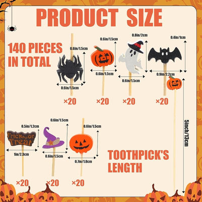 140 Púas Cóctel Halloween Murciélago Fantasma Calabaza Araña