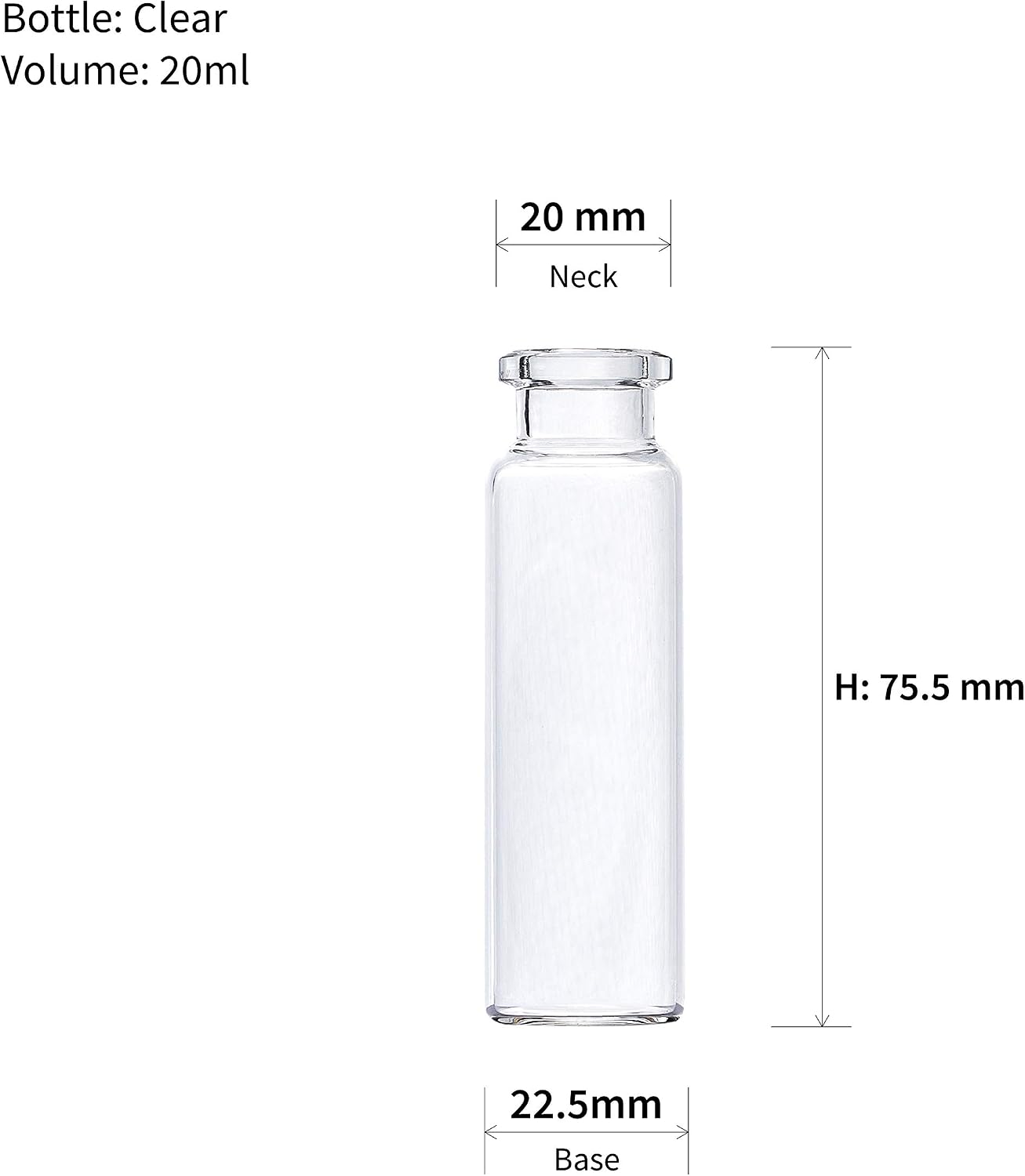 Frasco vidrio transparente 0.7fl oz pack 100