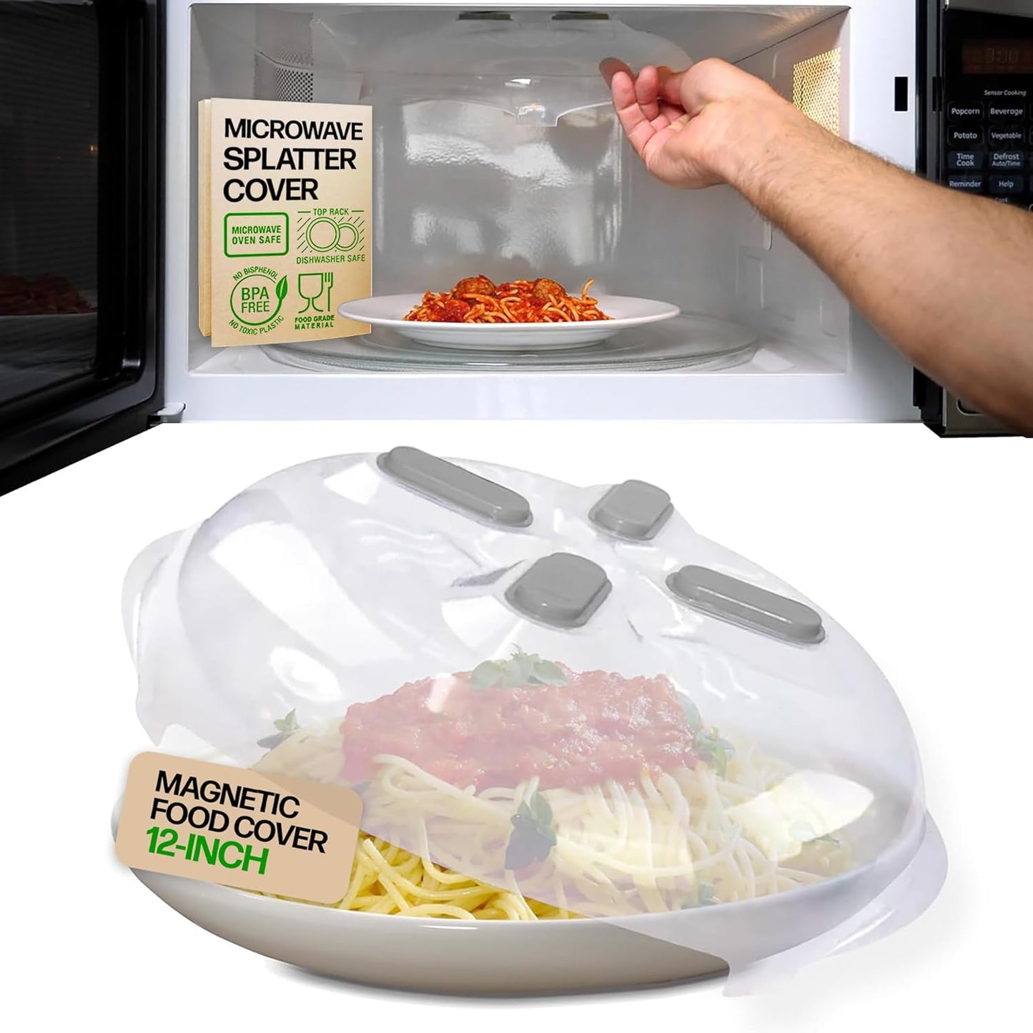 Cubierta magnética antisalpicaduras 12pulg transparente sin BPA