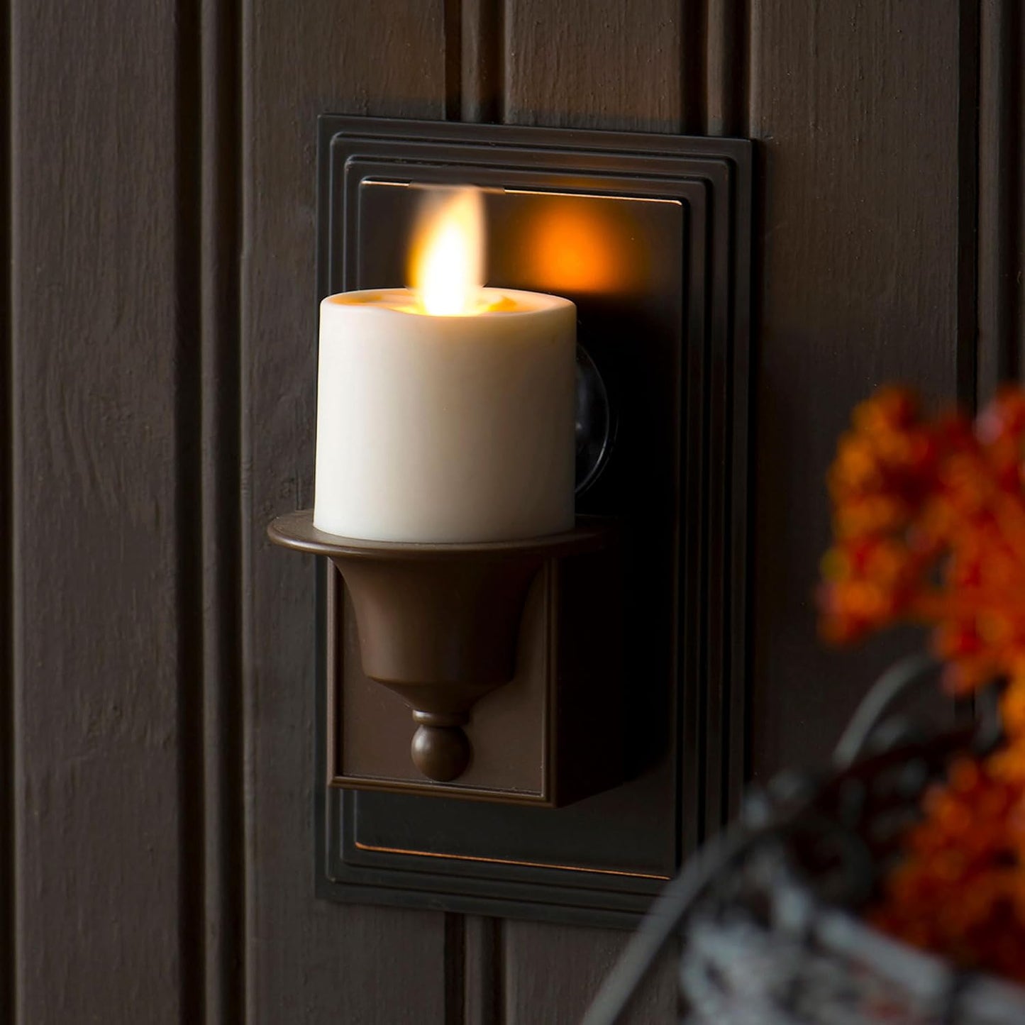 Luz nocturna sin llama sensor oscuro 2 enchufes bronce baño