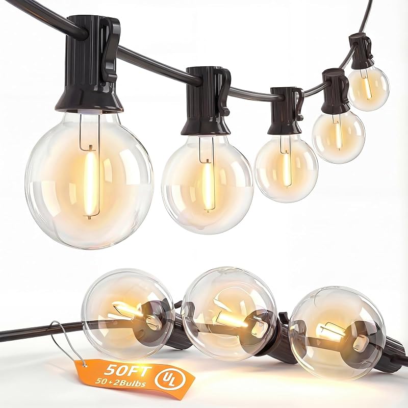 Guirnalda luces exteriores 50ft 52 bombillas LED G40 E12