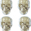 Set 4 pomos calavera plateada decoración hogar Halloween