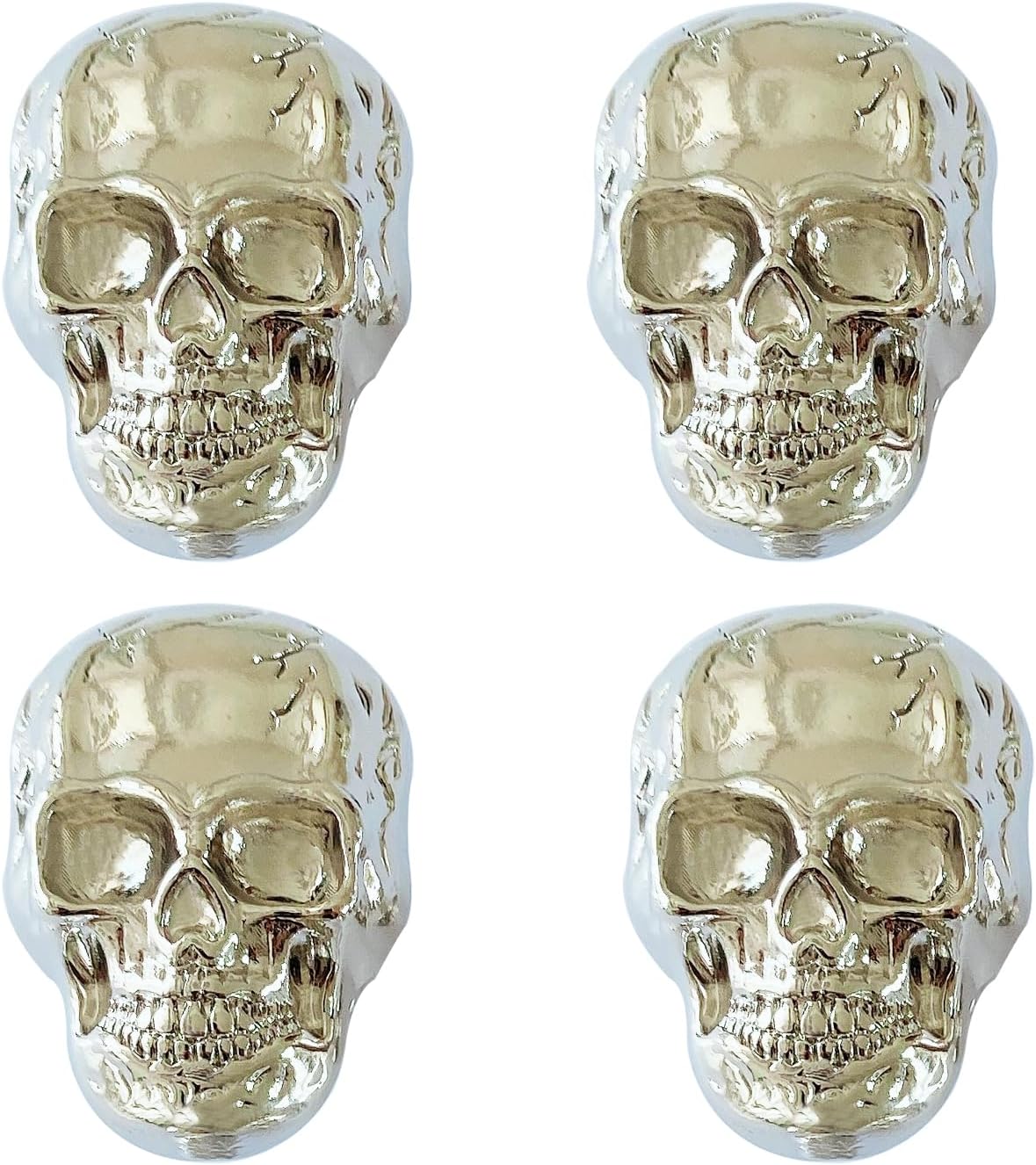 Set 4 pomos calavera plateada decoración hogar Halloween