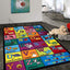 Alfombra antiderrap educativa para niños 5x7ft multicolor